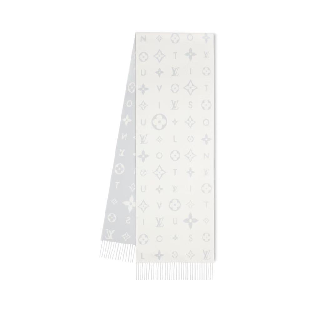 P。L家。【lv双面羊毛围巾】Reykjavik 2.0围巾为柔软山羊绒标注Monogram 花卉和 L