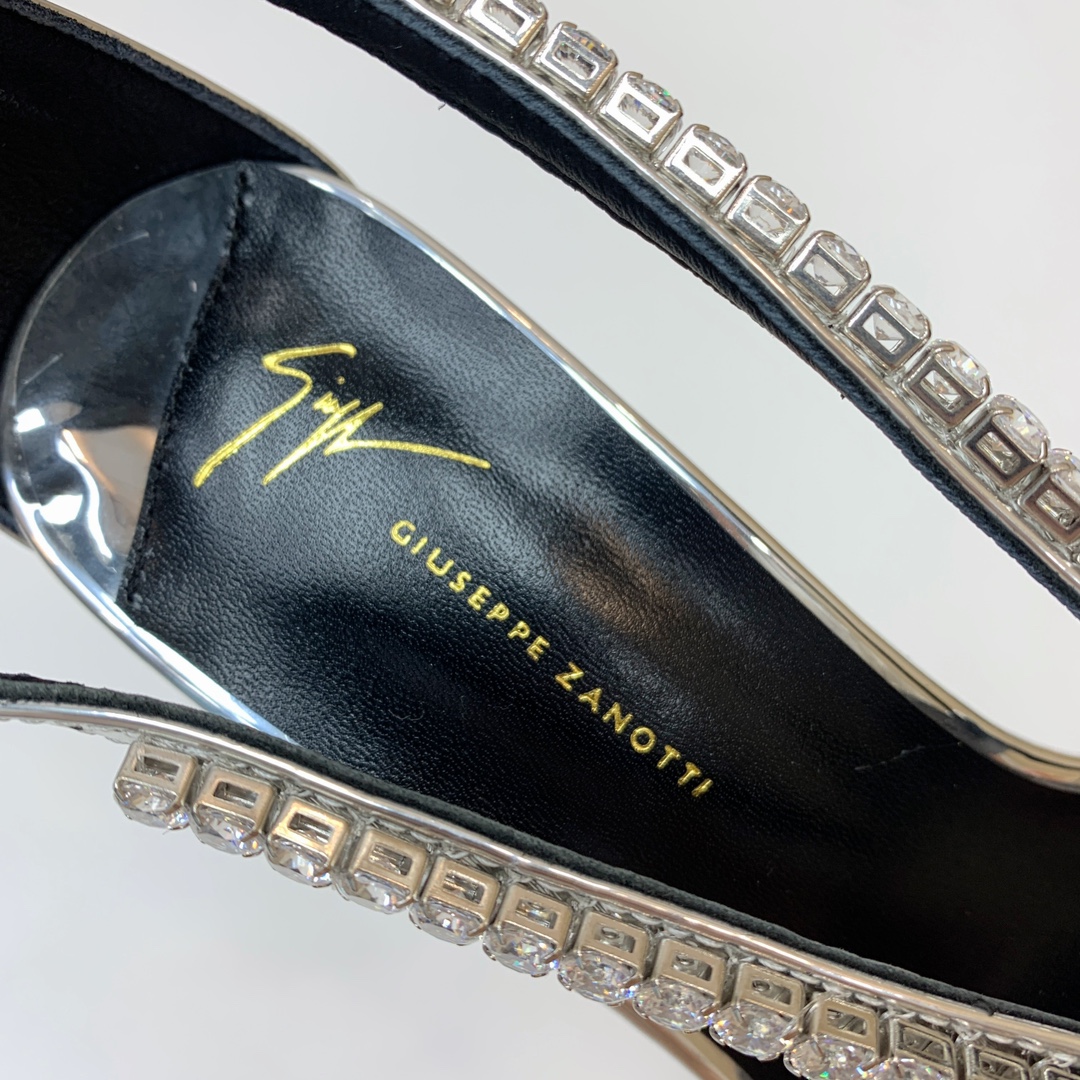 Giuseppezanotti*水钻高跟凉鞋鞋面牛皮羊皮垫脚意大利真皮大底跟高8.5cm码数35-414