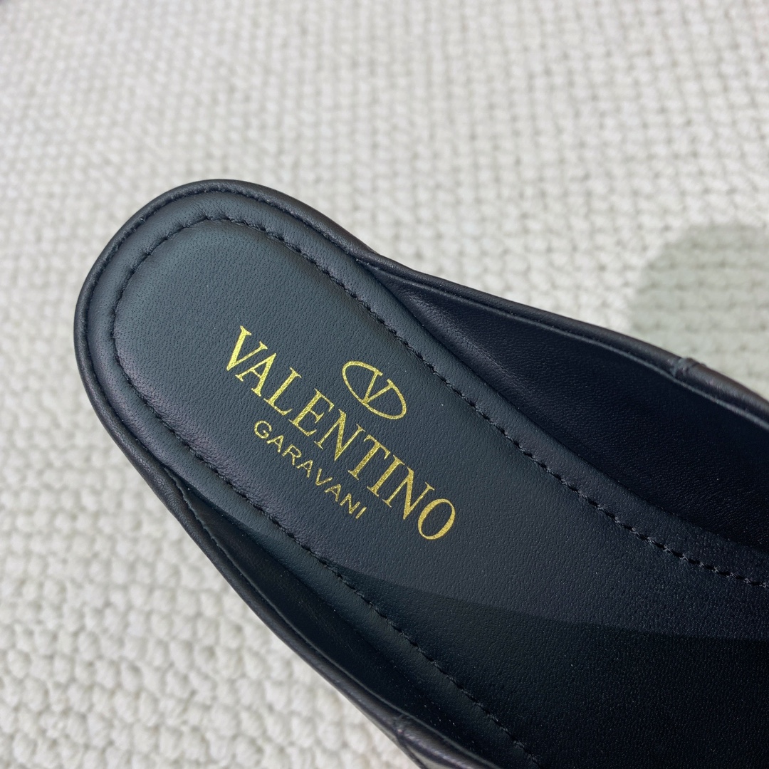 VALENTIN*包头拖小牛皮搭配经典五金Logo羊皮内里及垫脚意大利真皮大底码数35-414041定做