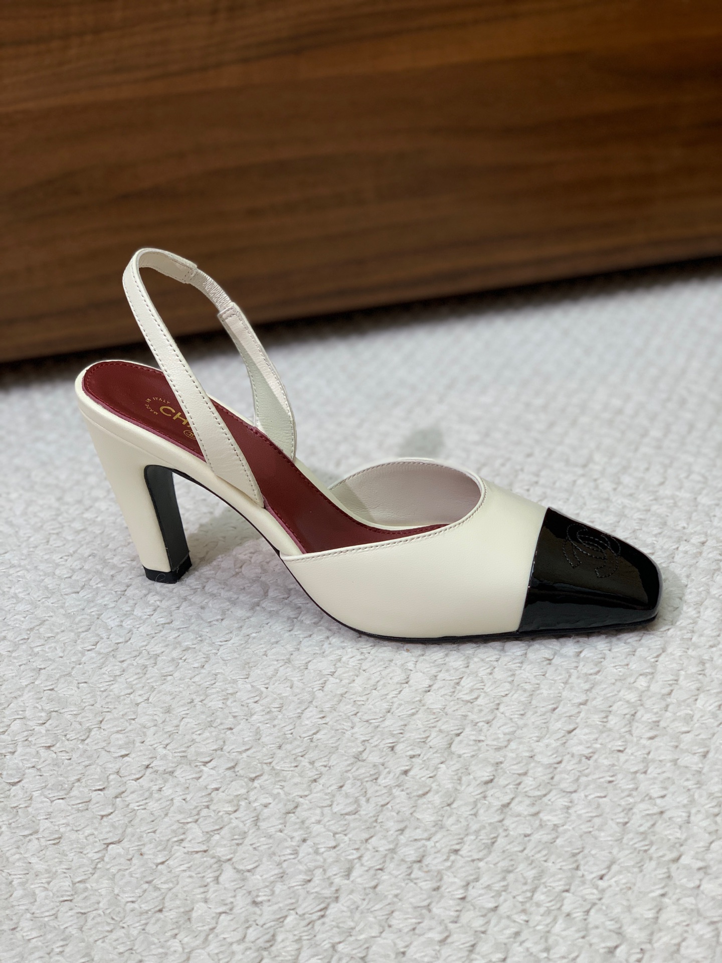 White Cap Toe Slingback Pumps