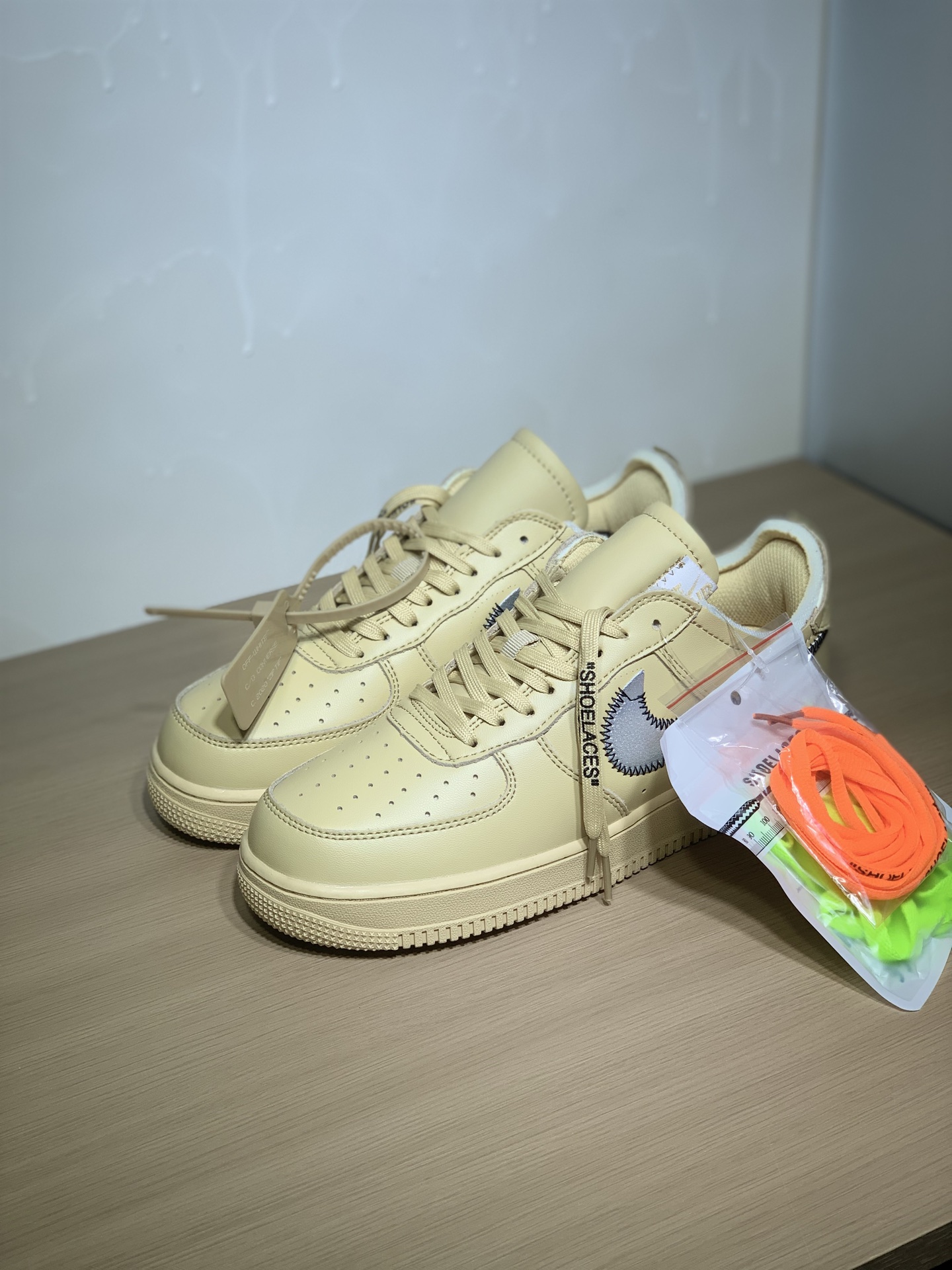 NO:955038,Actual Price Nike19860909实价 Nike × Virgil Abloh Air Force 1 'Sesame' 时尚舒适 低帮 板鞋 男女同款 卡其棕. 货号FD6900-200 尺码36-46/半码,,Men's shoes