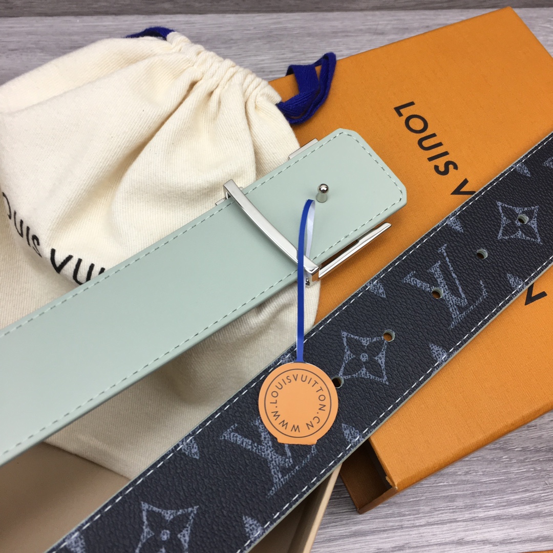 Loui* Vuitto*——新选腰带 宽度4cm 定制帆布面料字母为淡色渐变效果