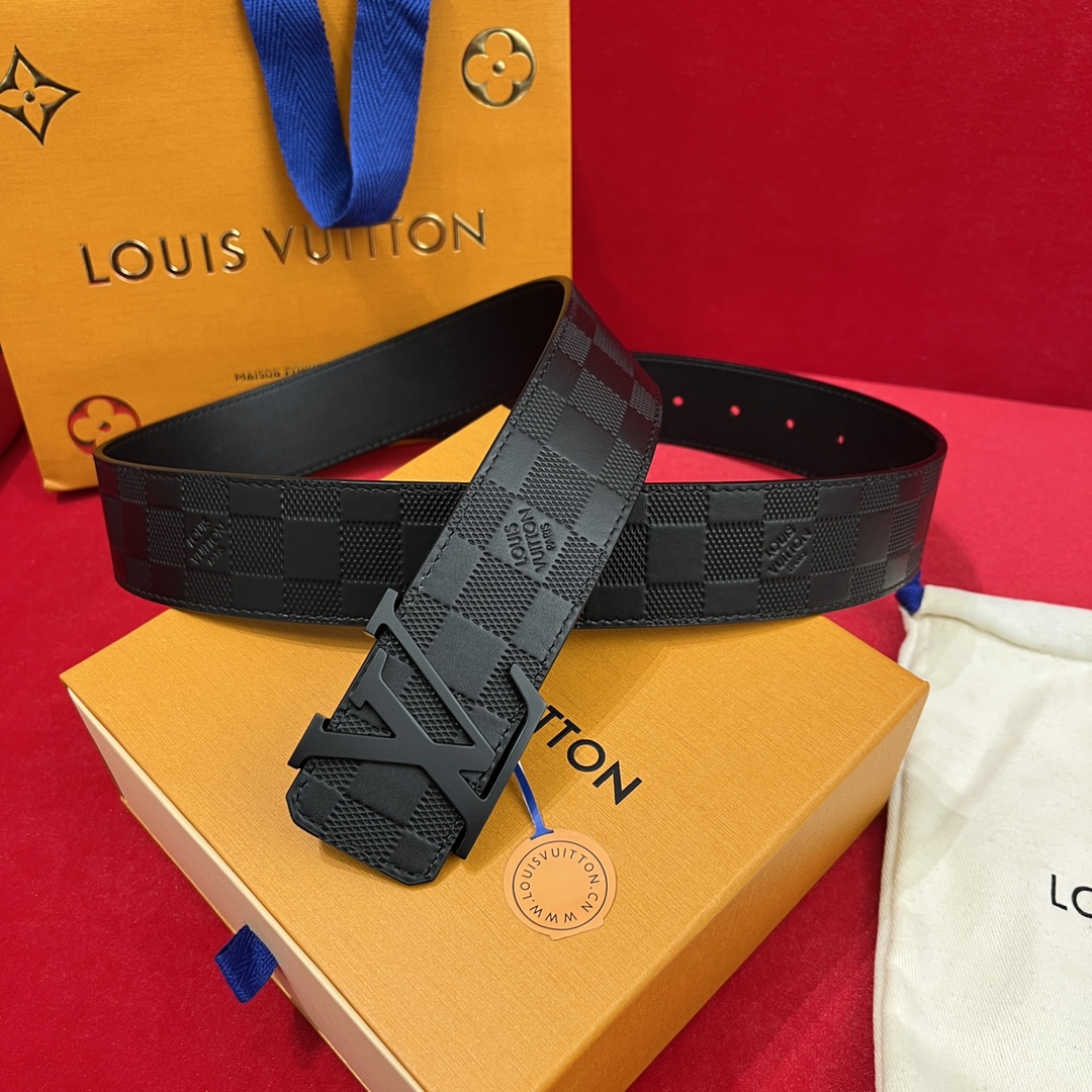 Louis Vuitton Belts Lattice Men Cowhide