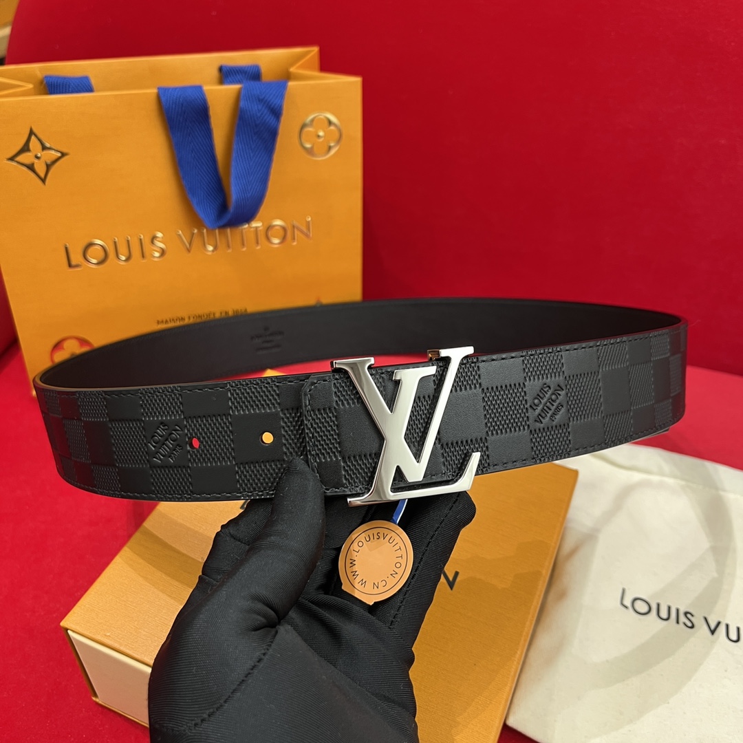 Louis Vuitton Belts Lattice Men Cowhide