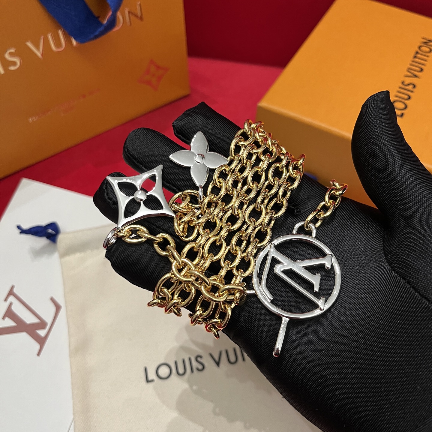 Louis Vuitton Women's Hardware Dress Waist Chain Belt, Gold & Silver 11 i1744653528646 6200 0 9
