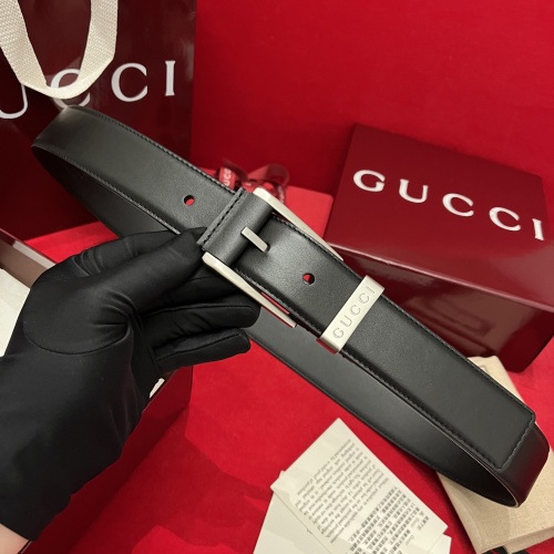 Gucci Men's Black Leather Belt with Classic Pin Buckle, 3.5cm Width 1 Gucci Men's Black Leather Belt with Classic Pin Buckle, 3.5cm Width