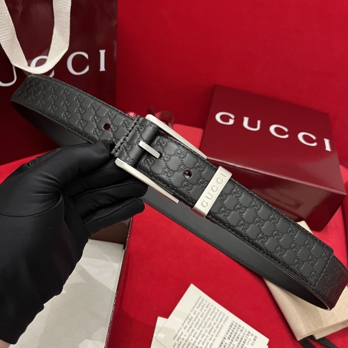 Gucci Men's Black Leather Belt with Classic Pin Buckle – Width 3.5cm 1 Gucci Men's Black Leather Belt with Classic Pin Buckle – Width 3.5cm