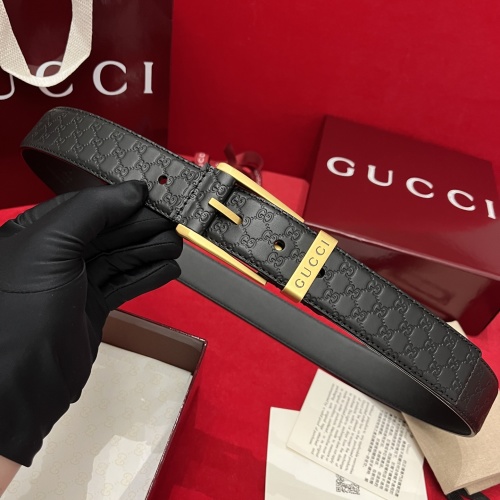 Gucci Men's Black Leather Belt with Classic Pin Buckle - Business Style 1 Gucci Men's Black Leather Belt with Classic Pin Buckle - Business Style