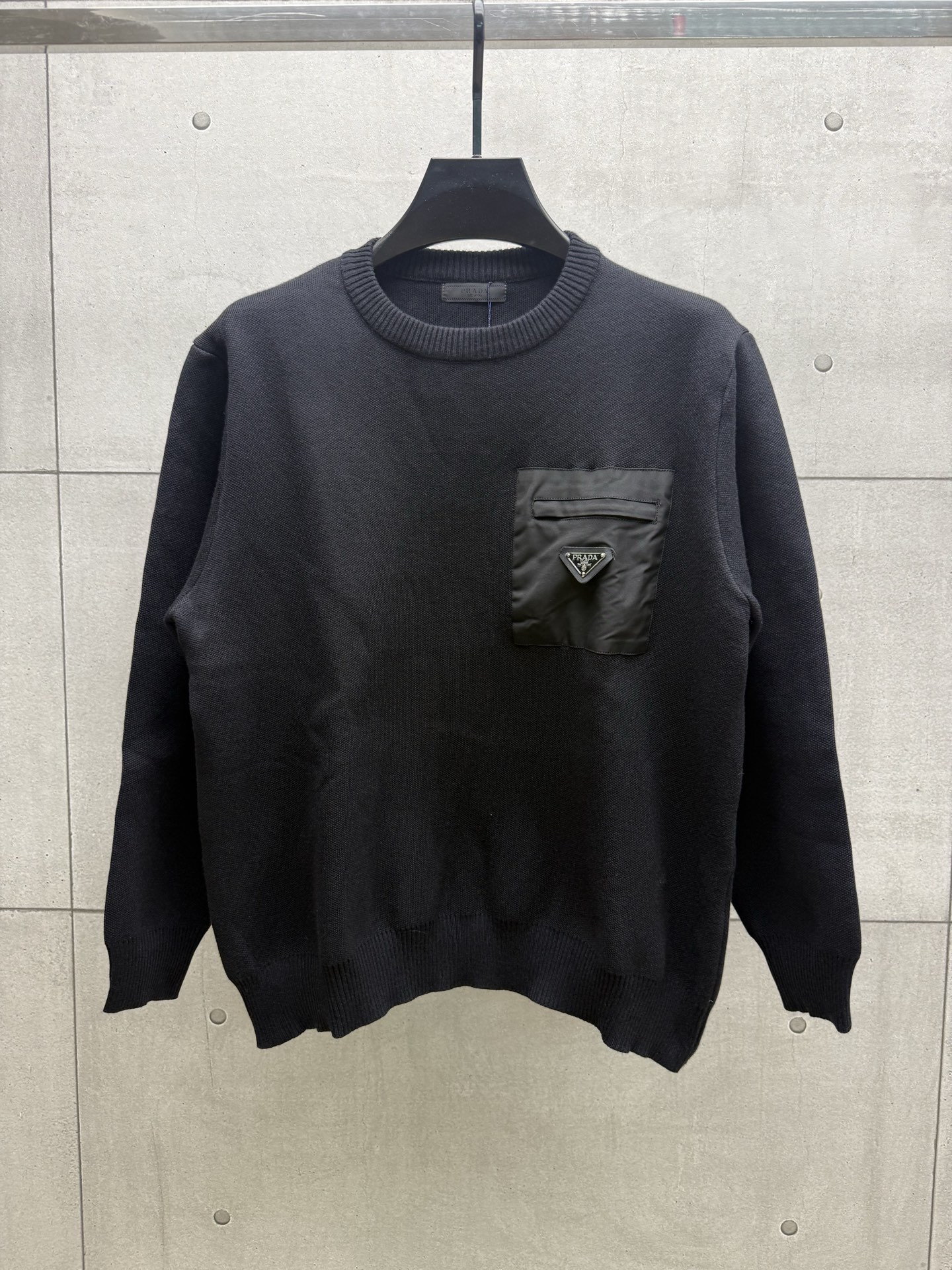 Prada 22ss Triangle Logo Pocket Knit Sweater - Long Sleeve, Premium Quality