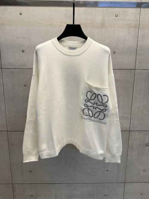 Loewe 23FW Jacquard Pocket Knit Sweater - Unisex, Relaxed Fit 1 Loewe 23FW Jacquard Pocket Knit Sweater - Unisex, Relaxed Fit