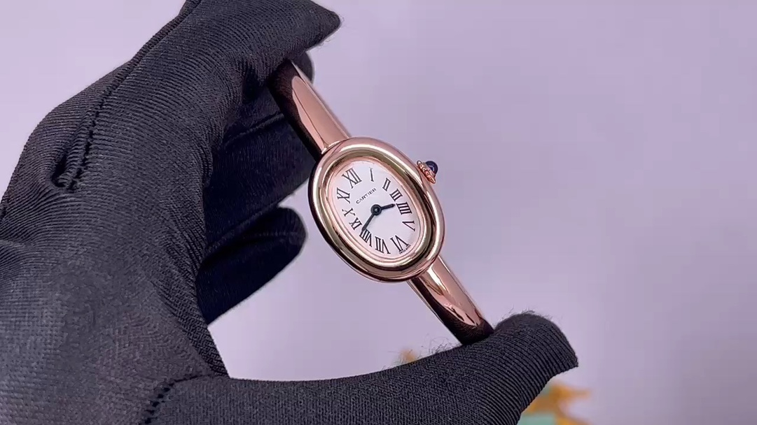 까르띠에 바뇨아르 24.6×18.7mm 16×17mm 쿼츠 무브먼트 로즈골드 사파이어 글라스 블루 스틸밴드 레플리카 42847