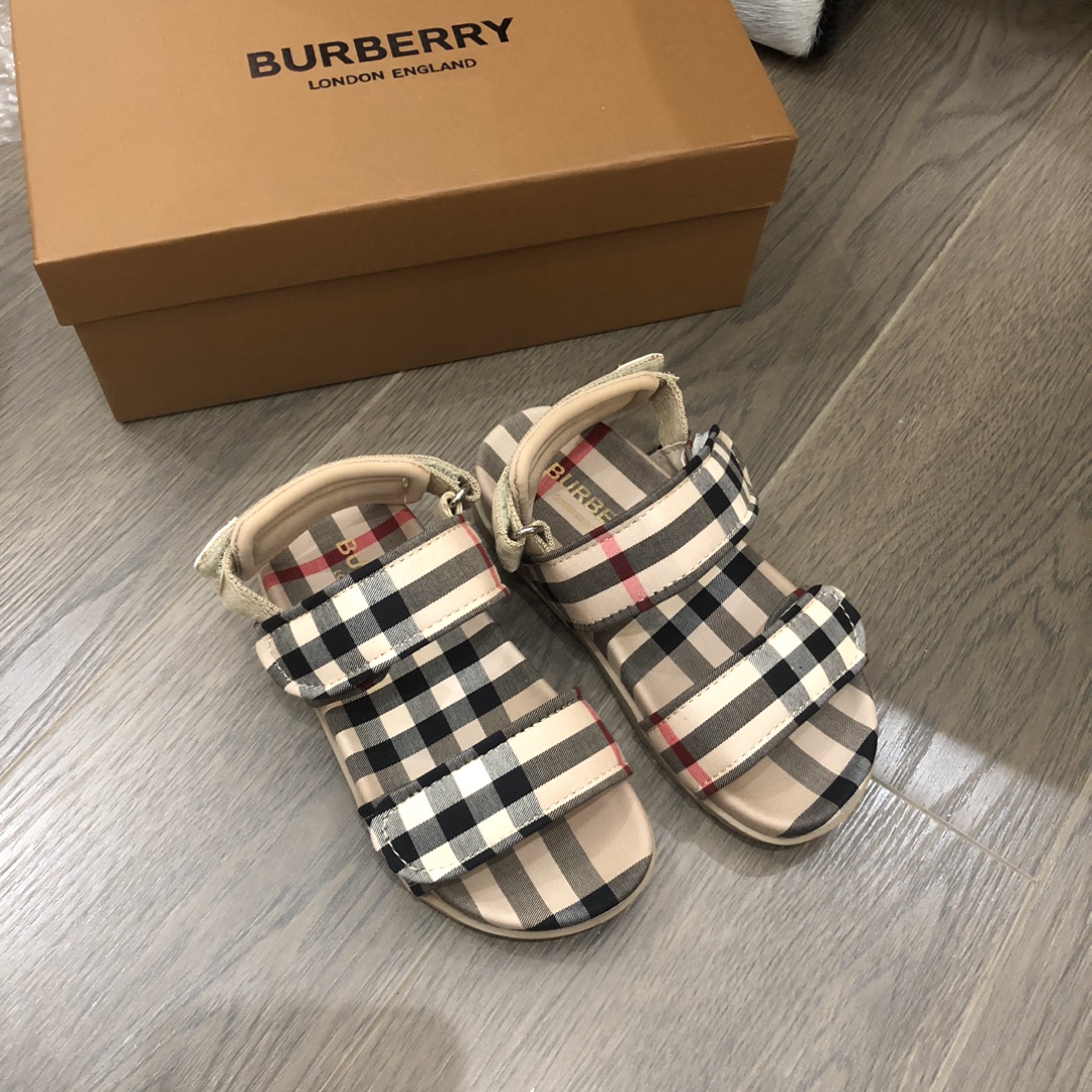 Best Quality Fake
 Burberry Shoes Sandals Pink Lattice Kids Girl Unisex