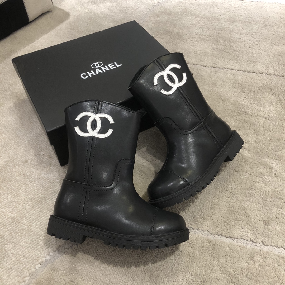 Chanel Short Boots Best Replica Quality
 Black White Kids Rubber Fall/Winter Collection