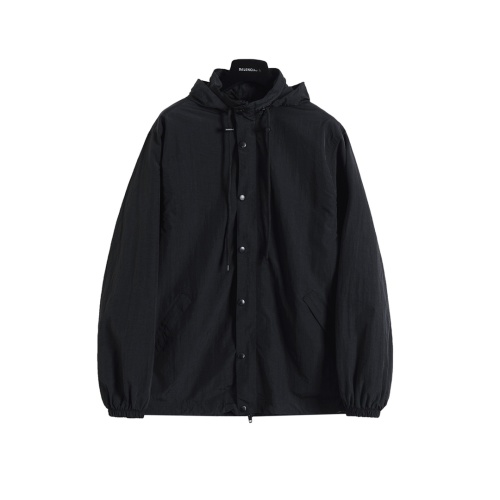 Balenciaga Men's Black Waterproof Hooded Windbreaker Jacket 1 Balenciaga Men's Black Waterproof Hooded Windbreaker Jacket