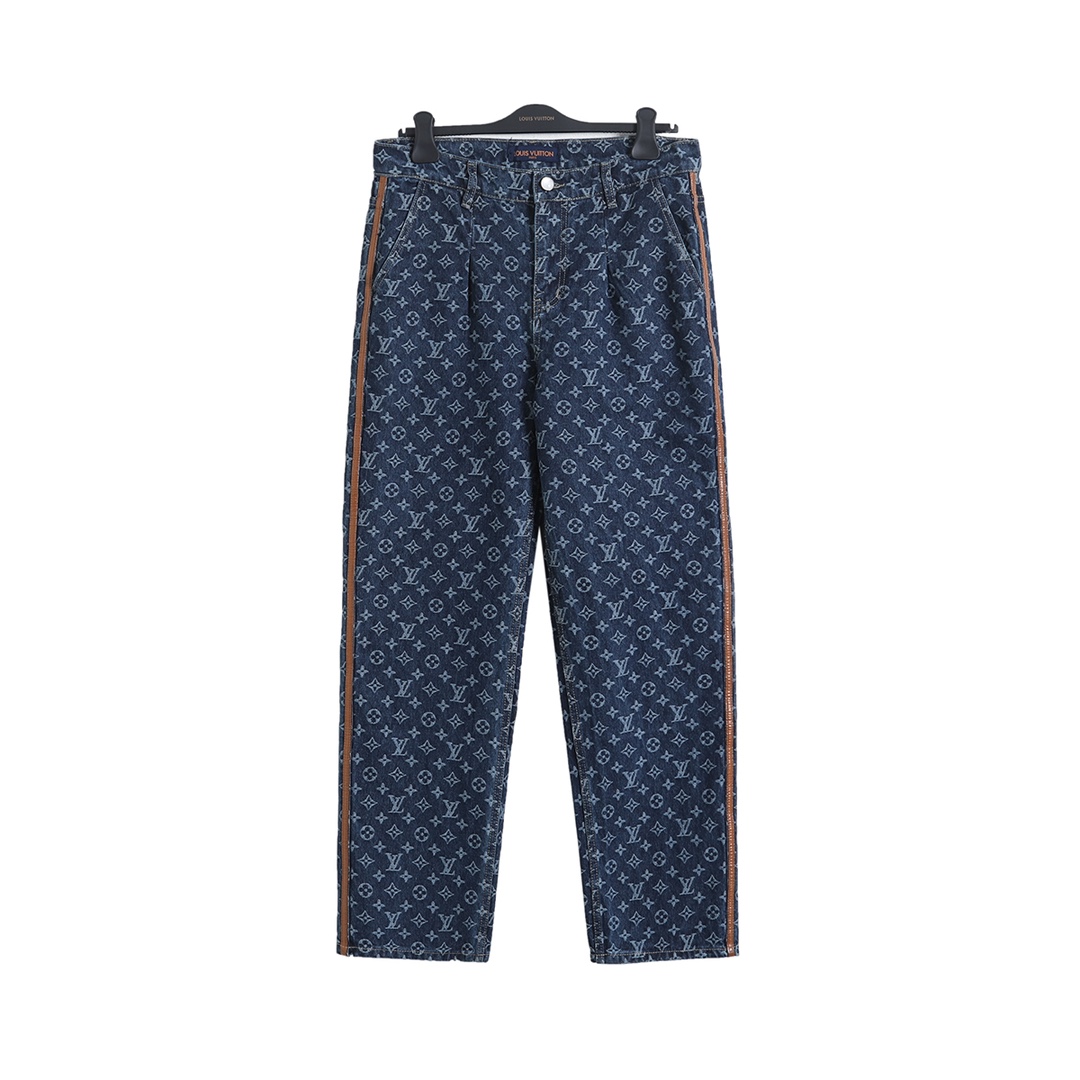 P115 Louis Vuitton 𝙇𝙤𝙪𝙞𝙨 𝙑𝙪𝙞𝙩𝙩𝙤𝙣 1V 26SS Tiras laterales de color caqui con estampado de flores antiguas Pa…