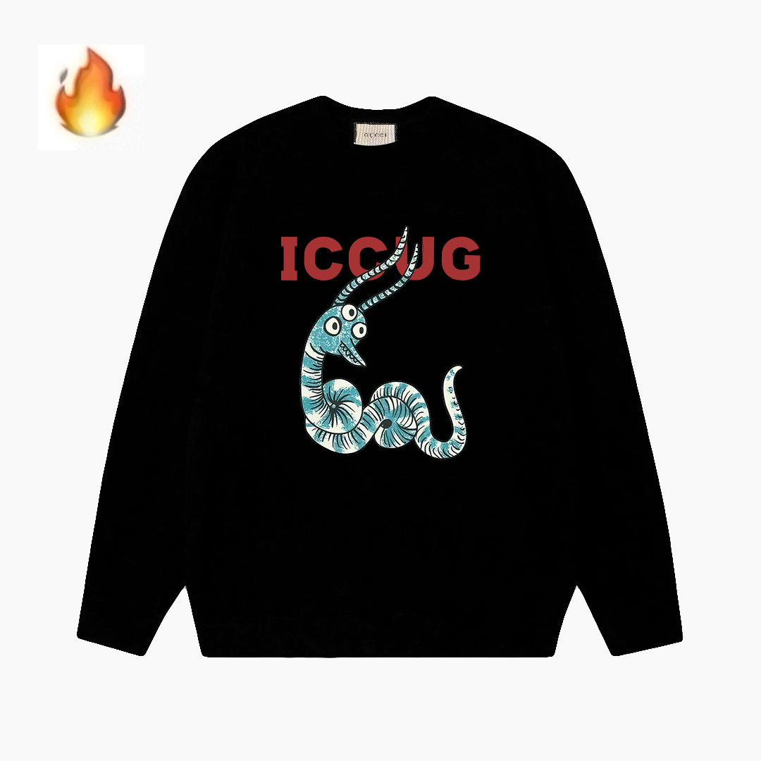 Gucci Clothing Sweatshirts Black White Printing Cotton