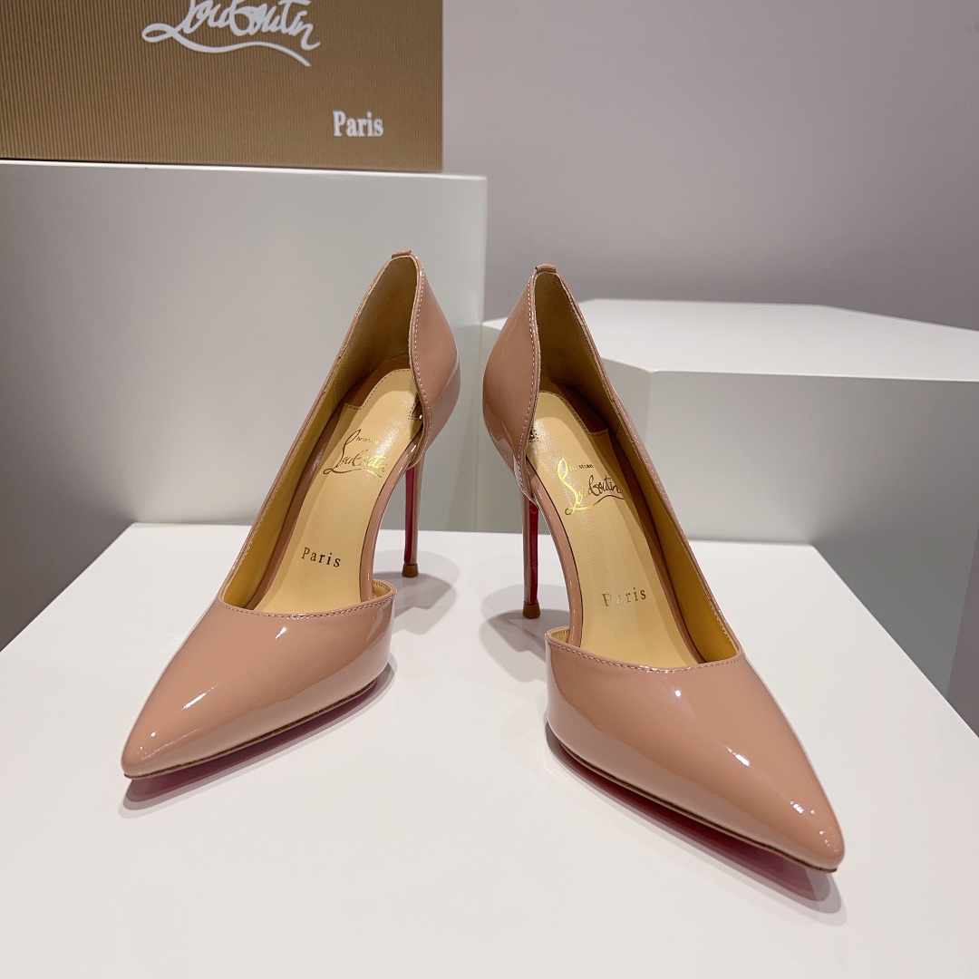 顶级版ChristianLouboutin2023s原版做货重工CL经典lRlZA侧空高跟鞋︎鞋面:黑色