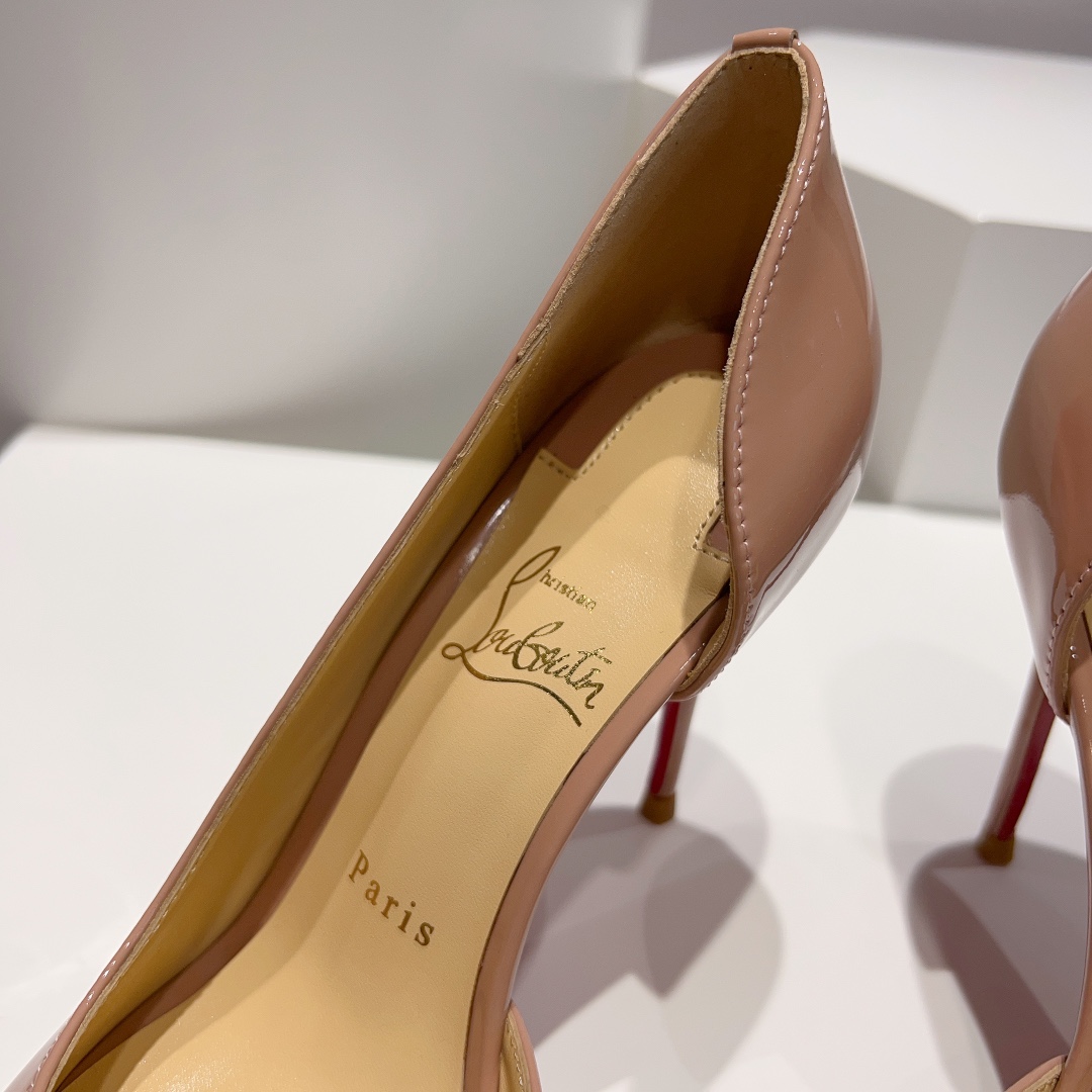 顶级版ChristianLouboutin2023s原版做货重工CL经典lRlZA侧空高跟鞋︎鞋面:黑色