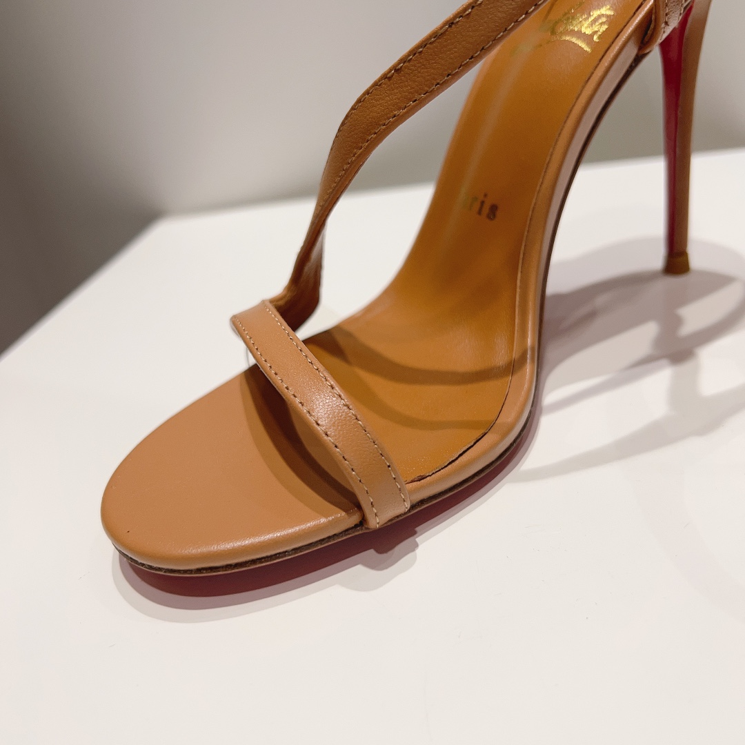 光面款顶级版ChristianLouboutin2023s原版做货重工CL经典lRlZA女士高跟凉鞋︎鞋