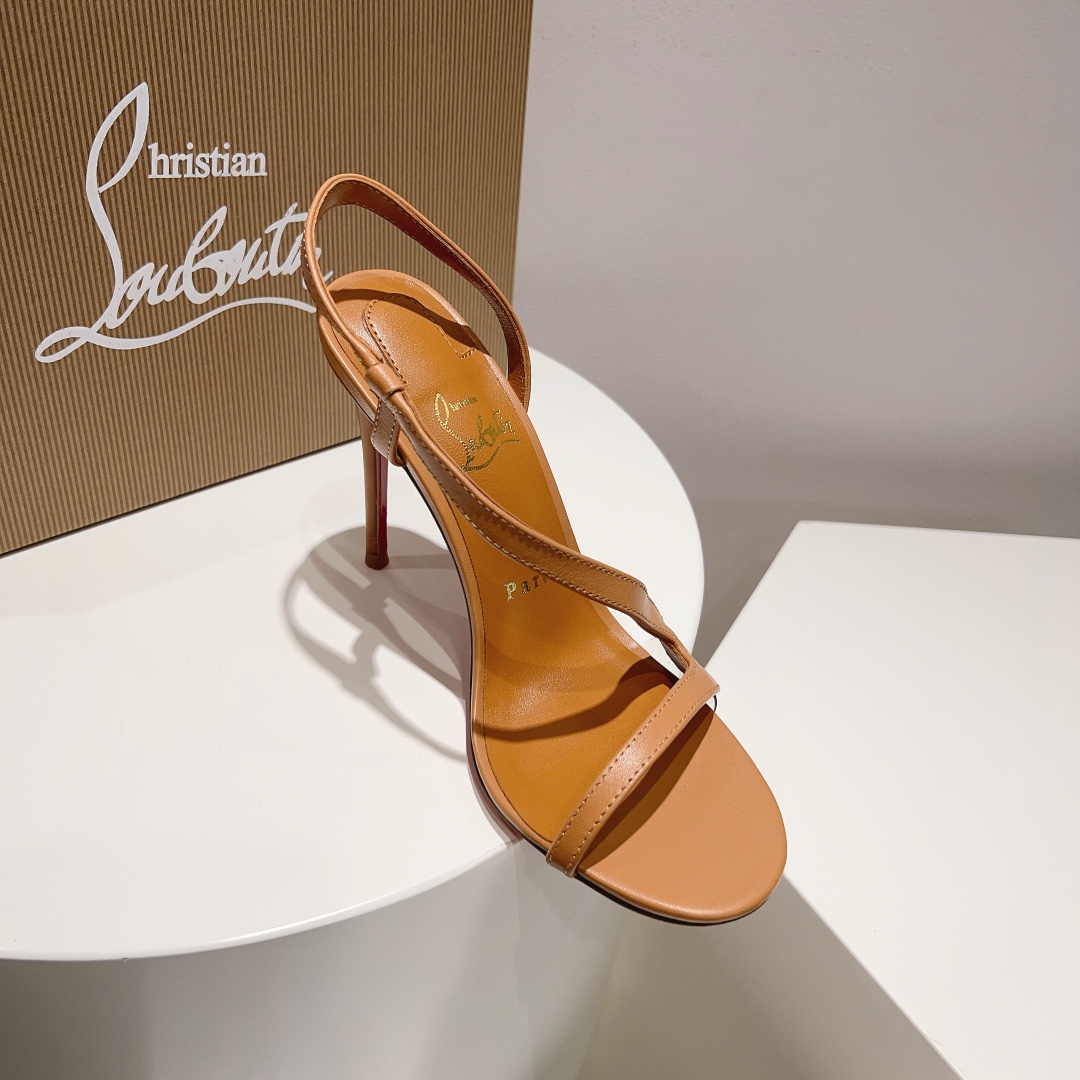 光面款顶级版ChristianLouboutin2023s原版做货重工CL经典lRlZA女士高跟凉鞋︎鞋