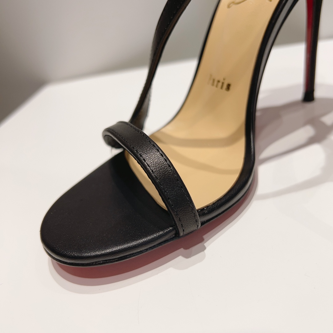 光面款顶级版ChristianLouboutin2023s原版做货重工CL经典lRlZA女士高跟凉鞋︎鞋