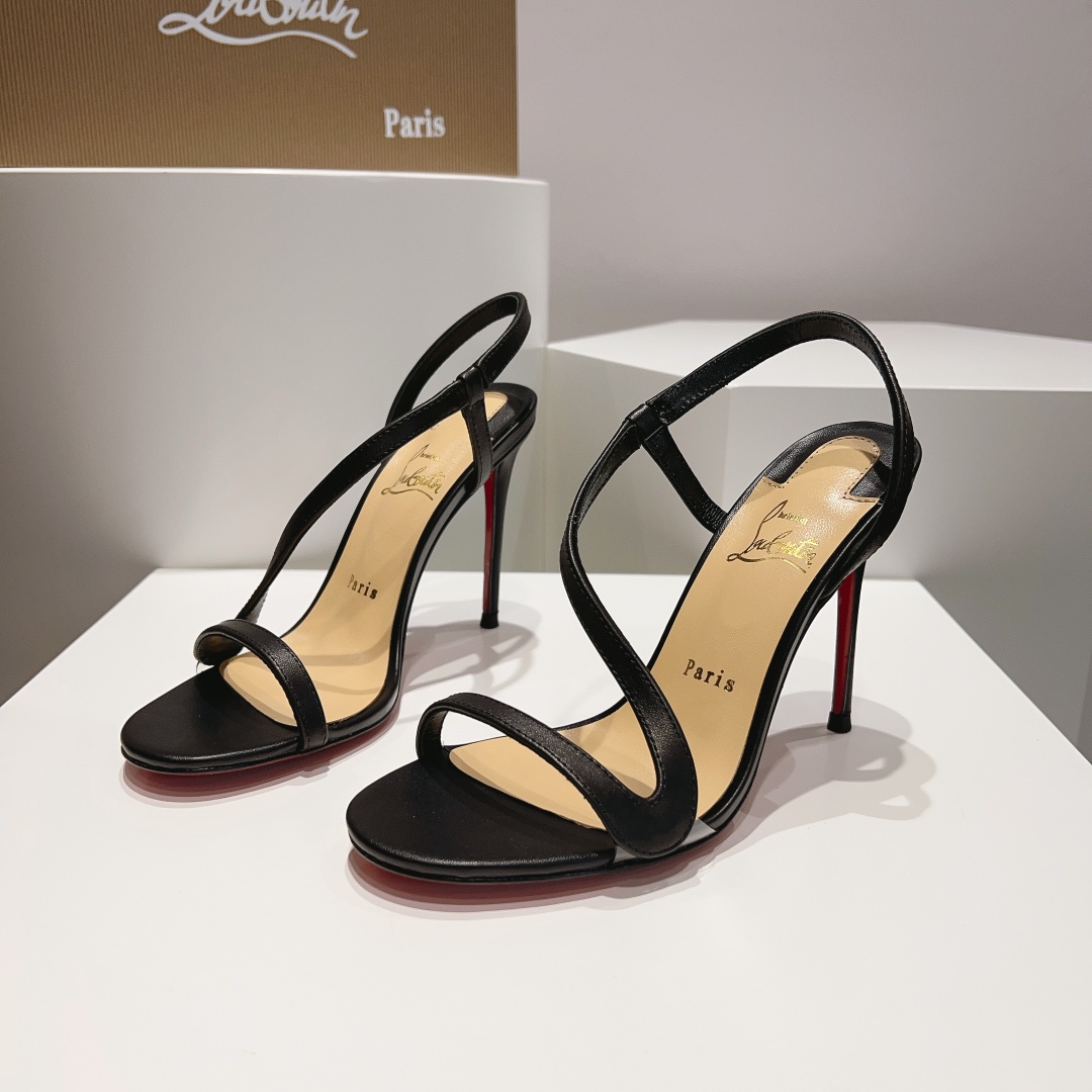 光面款顶级版ChristianLouboutin2023s原版做货重工CL经典lRlZA女士高跟凉鞋︎鞋