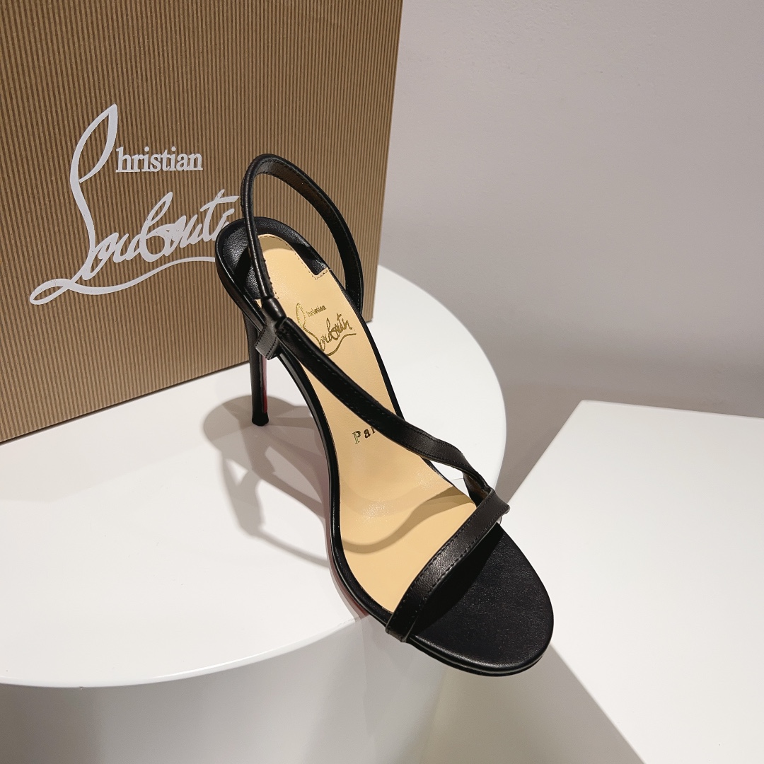 光面款顶级版ChristianLouboutin2023s原版做货重工CL经典lRlZA女士高跟凉鞋︎鞋