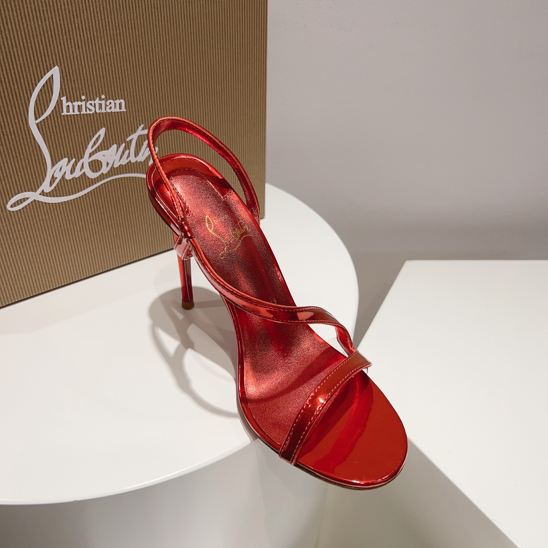 光面款顶级版ChristianLouboutin2023s原版做货重工CL经典lRlZA女士高跟凉鞋︎鞋