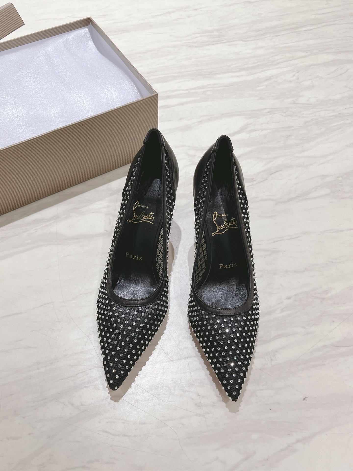 NO:234012,Top version Original box Christian Louboutin | s original product making heavy industry CL Classic Apostropha Mesh Strass mesh high heels~ Material imported mesh Swarovski crystal inner grain pearlescent sheepskin outsole original imported AR1 top leather outsole Size34-43 