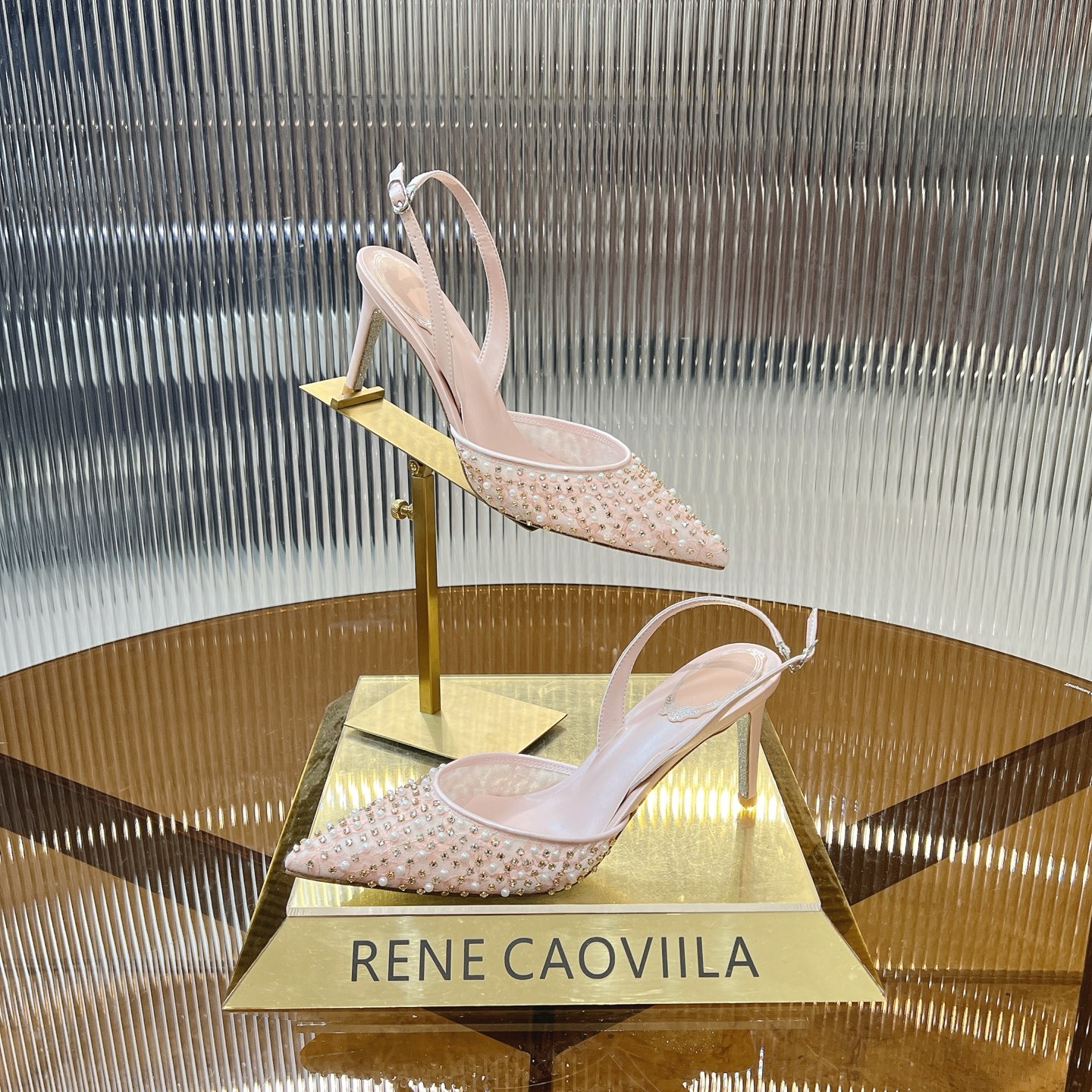 Rene Caovilla Crystal Pearl Lace High Heels Wedding Shoes, Pointed Toe, 7.5cm Heel 7 i1743354255848 3620 0 4