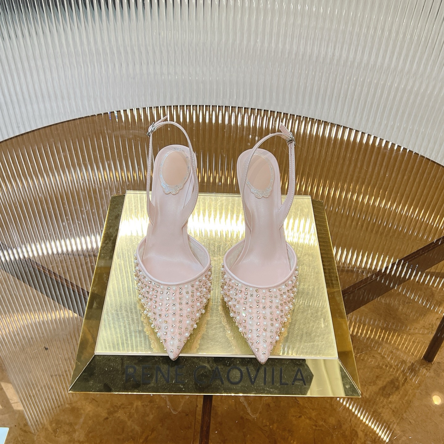 Rene Caovilla Crystal Pearl Lace High Heels Wedding Shoes, Pointed Toe, 7.5cm Heel 3 i1743354275622 1071 0 0
