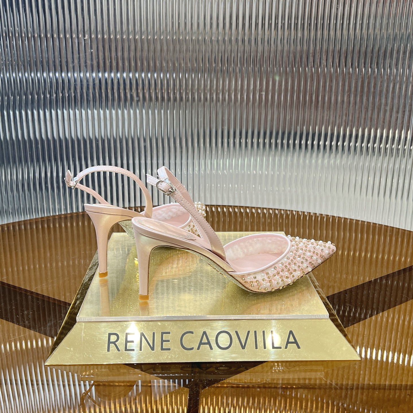 Rene Caovilla Crystal Pearl Lace High Heels Wedding Shoes, Pointed Toe, 7.5cm Heel 4 i1743354275632 7877 0 1