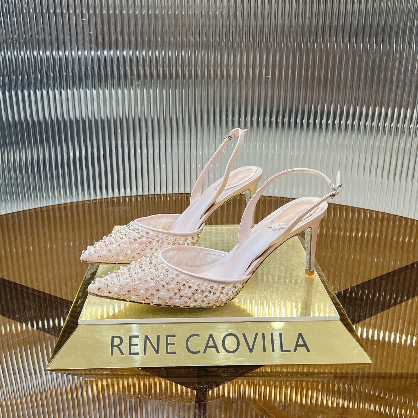 Rene Caovilla Crystal Pearl Lace High Heels Wedding Shoes, Pointed Toe, 7.5cm Heel 5 i1743354276933 6018 0 2