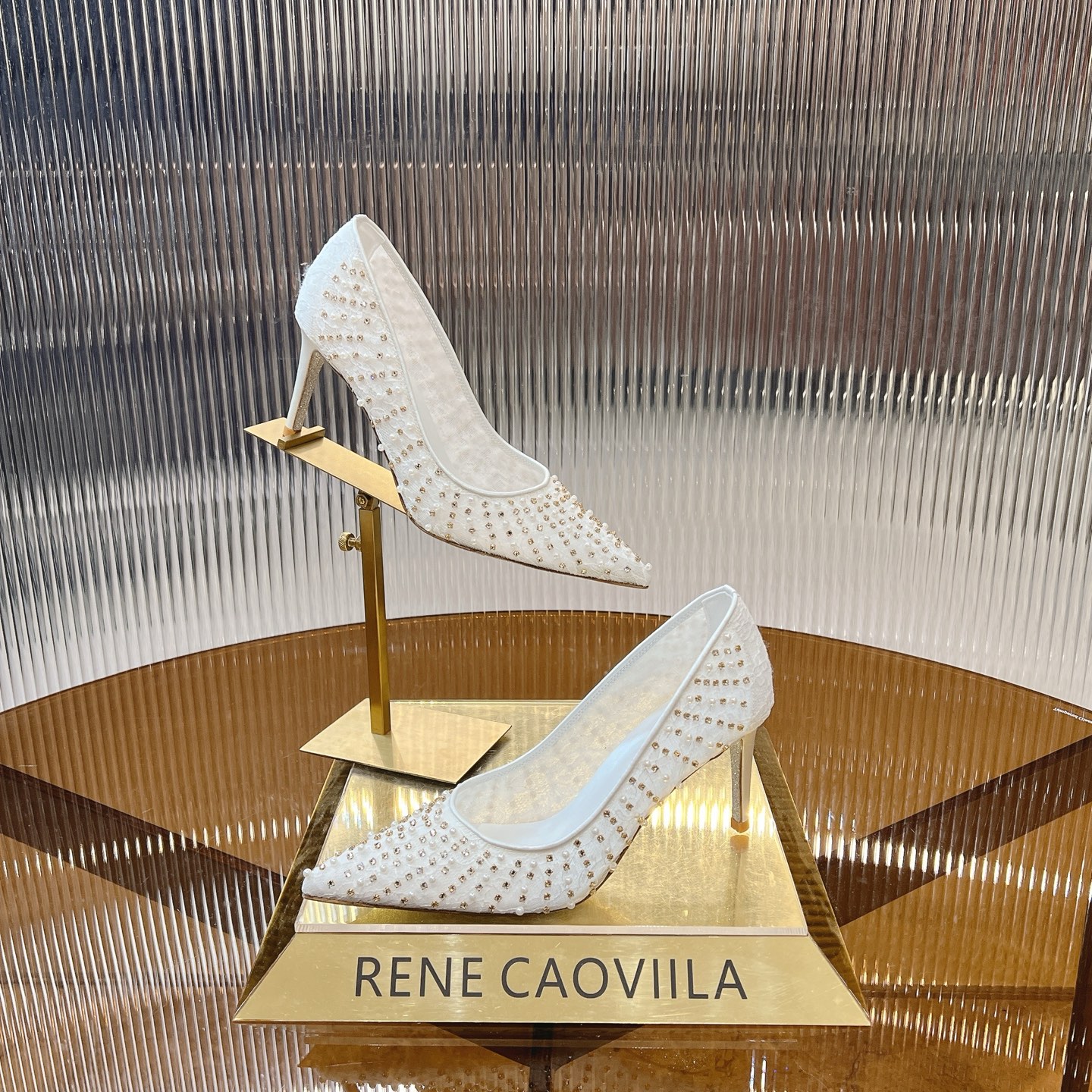 Rene Caovilla Embellished Lace Heels - Crystal Pearl Gem Wedding Shoes 9 i1743355035221 477 0 7