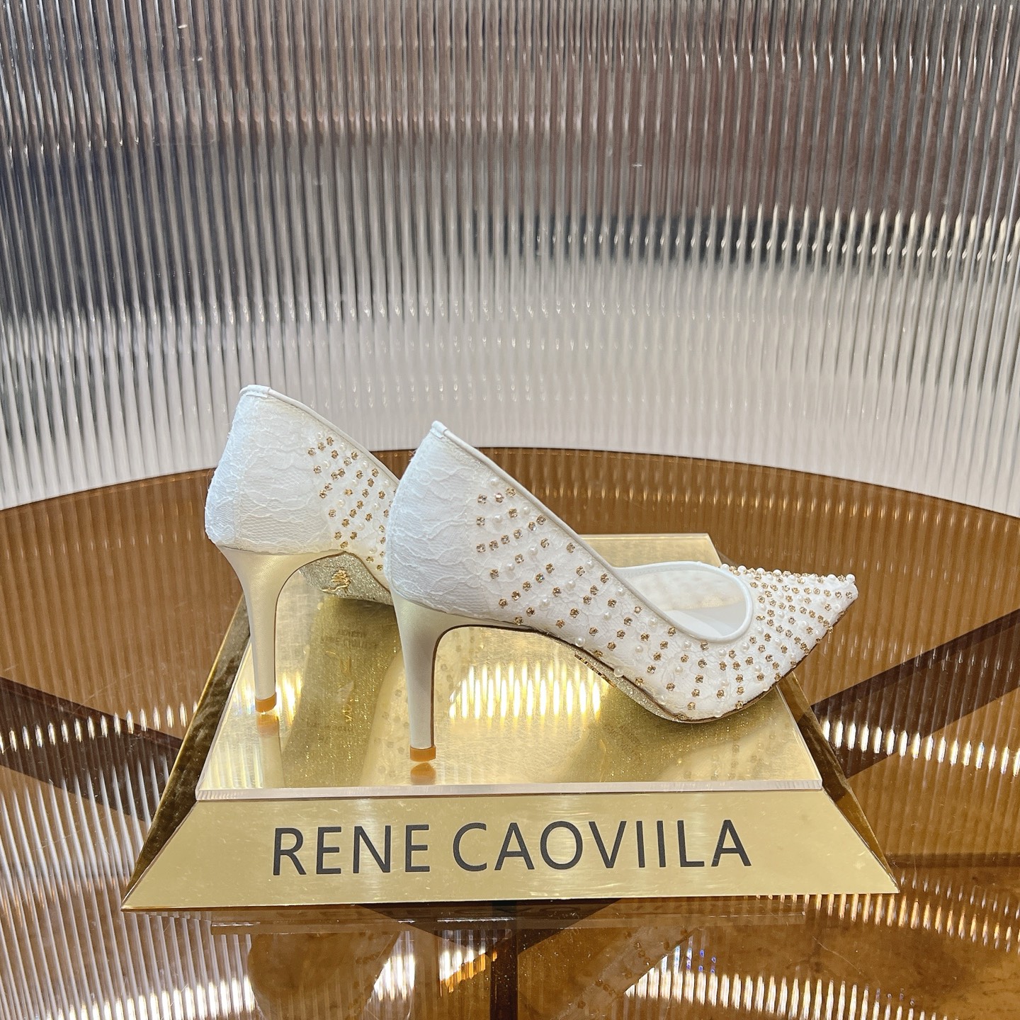 Rene Caovilla Embellished Lace Heels - Crystal Pearl Gem Wedding Shoes 5 i1743355036435 1855 0 2