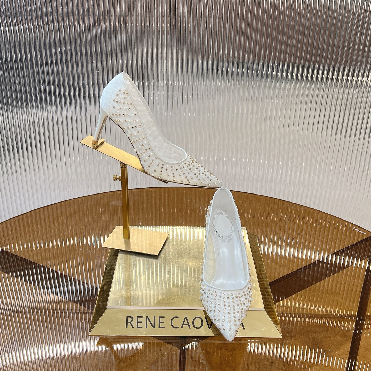 Rene Caovilla Embellished Lace Heels - Crystal Pearl Gem Wedding Shoes 7 i1743355036446 496 0 5