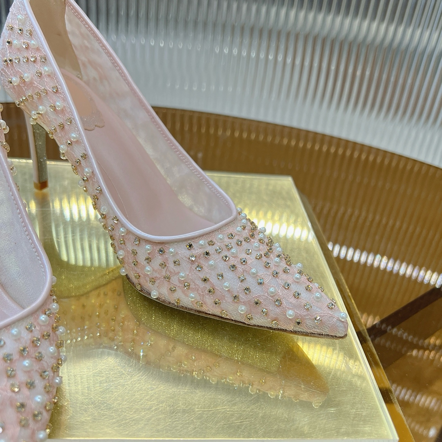 Rene Caovilla Crystal Embellished Lace High Heels Wedding Party Shoes 9 i1743355090368 7847 0 7