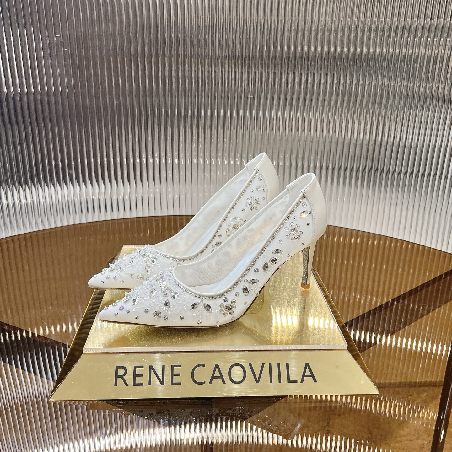Rene Caovilla Crystal Embellished Mesh Pumps, Bridal High Heel Shoes 4 i1743356265516 503 0 1