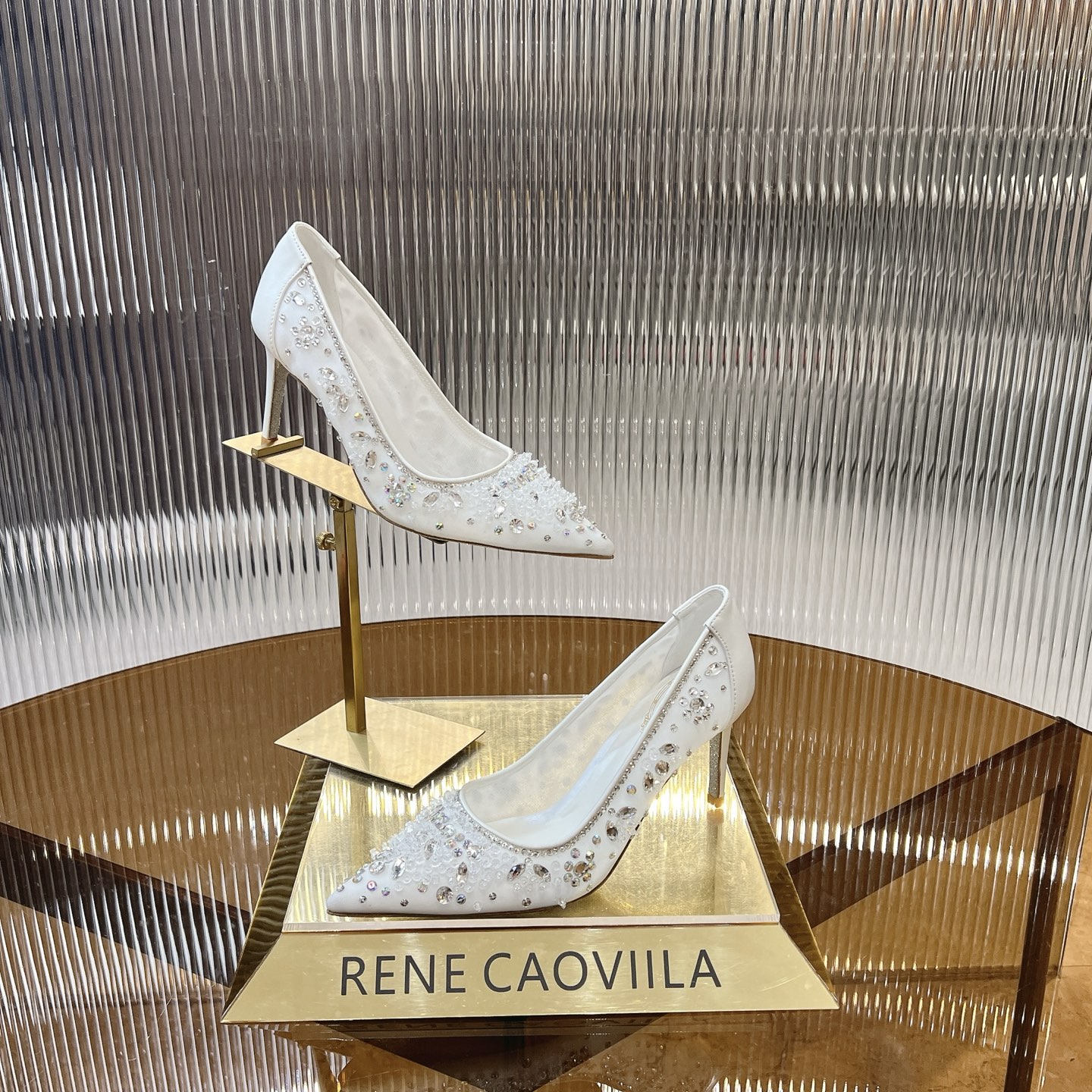 Rene Caovilla Crystal Embellished Mesh Pumps, Bridal High Heel Shoes 6 i1743356265518 1375 0 3