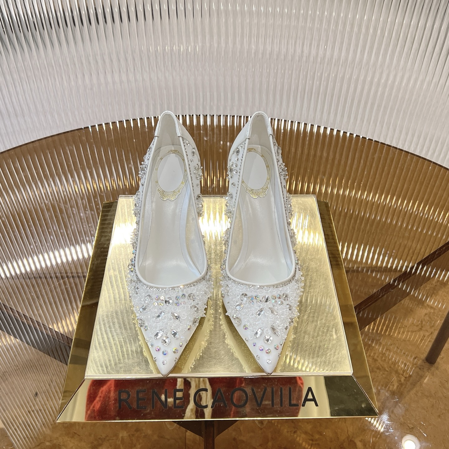 Rene Caovilla Crystal Embellished Mesh Pumps, Bridal High Heel Shoes 3 i1743356265541 4481 0 0
