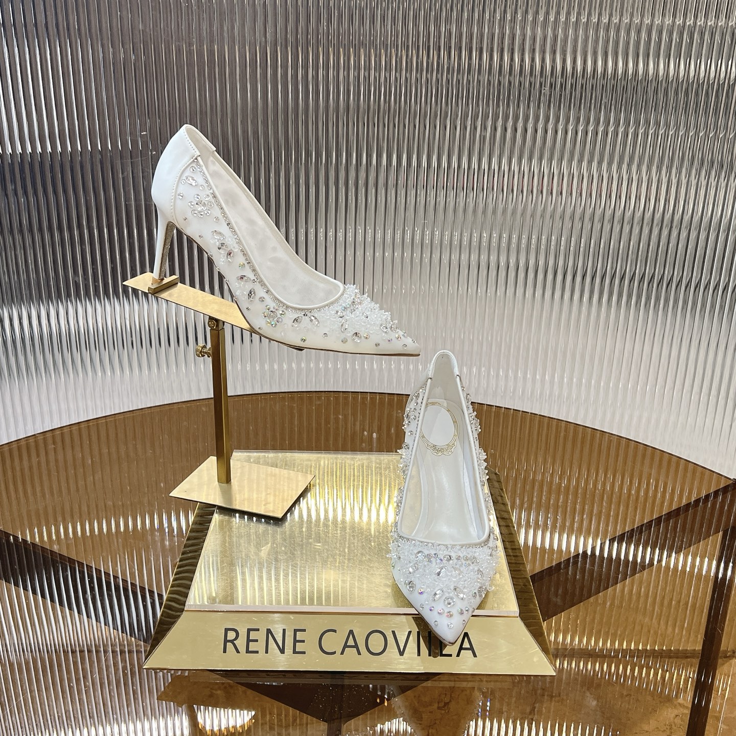 Rene Caovilla Crystal Embellished Mesh Pumps, Bridal High Heel Shoes 7 i1743356266711 9635 0 5