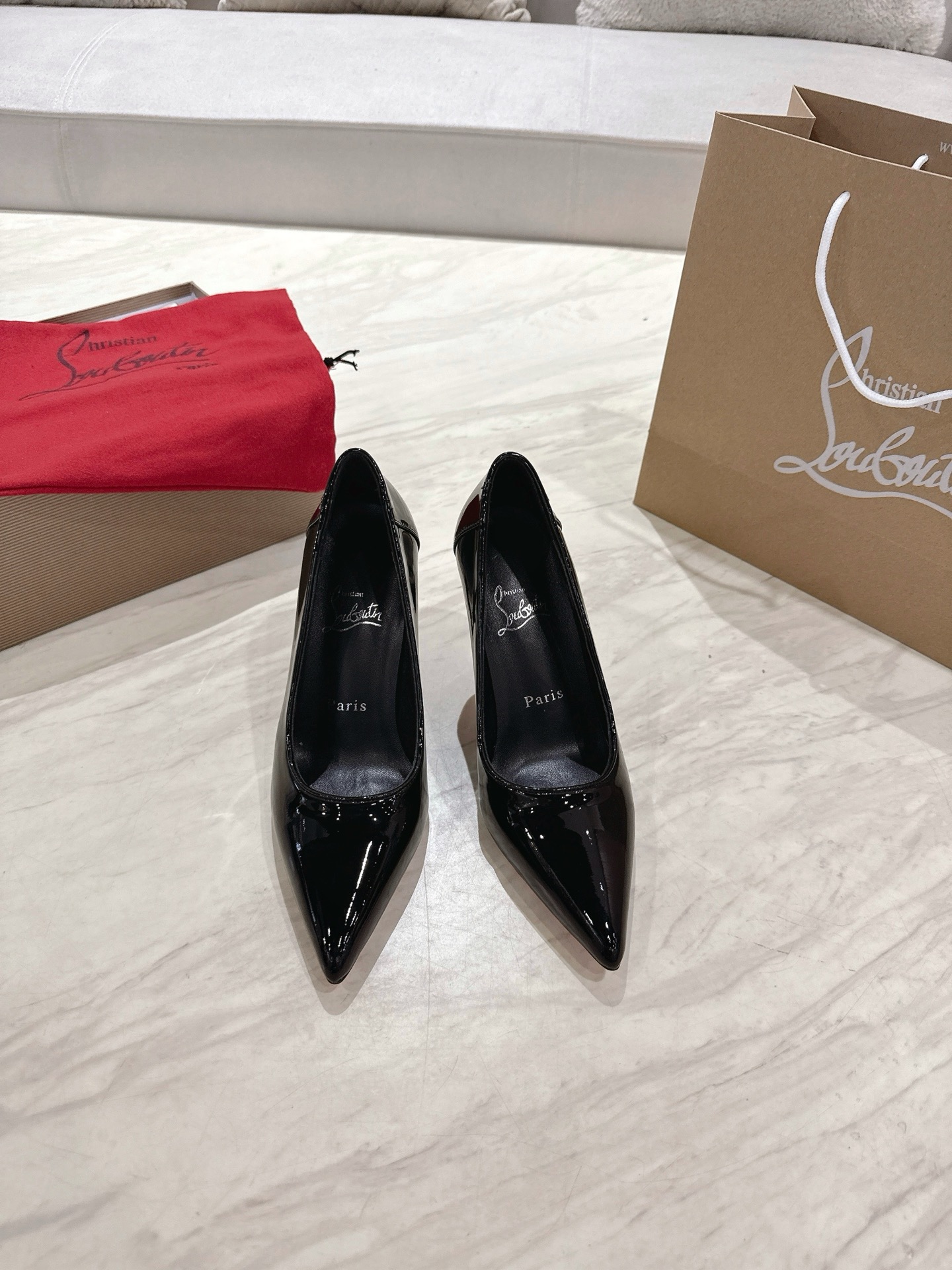 NO:265846,Top version Original box Christian Louboutin | s new Kate series patent leather single shoes material top layer high gloss calfskin inner grain pearlescent sheepskin outsole original imported AR1 top leather outsole Size34-43 