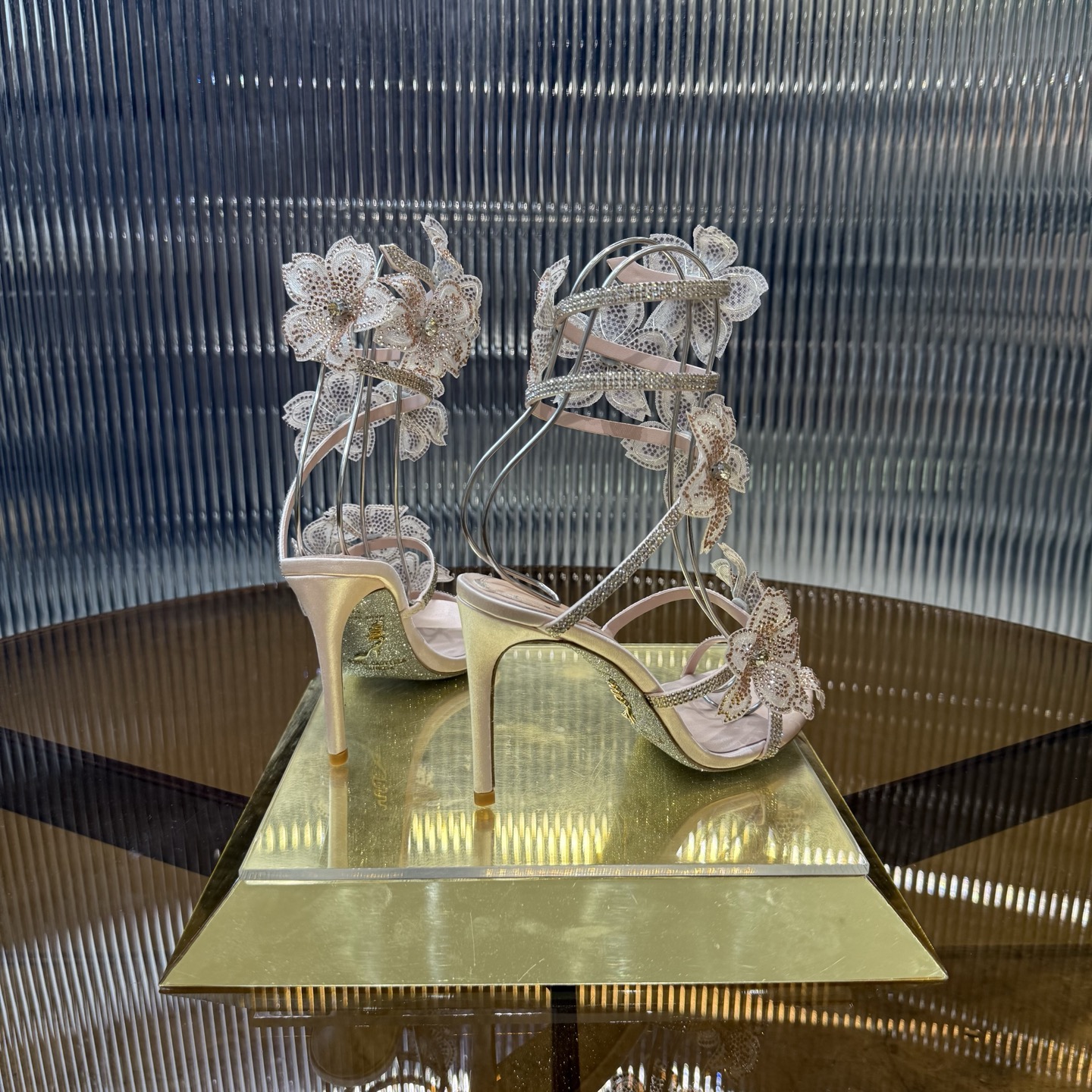 Fashionable FLORIANE High Heels with Snake-Style Lace and Water Drills - 图片 4