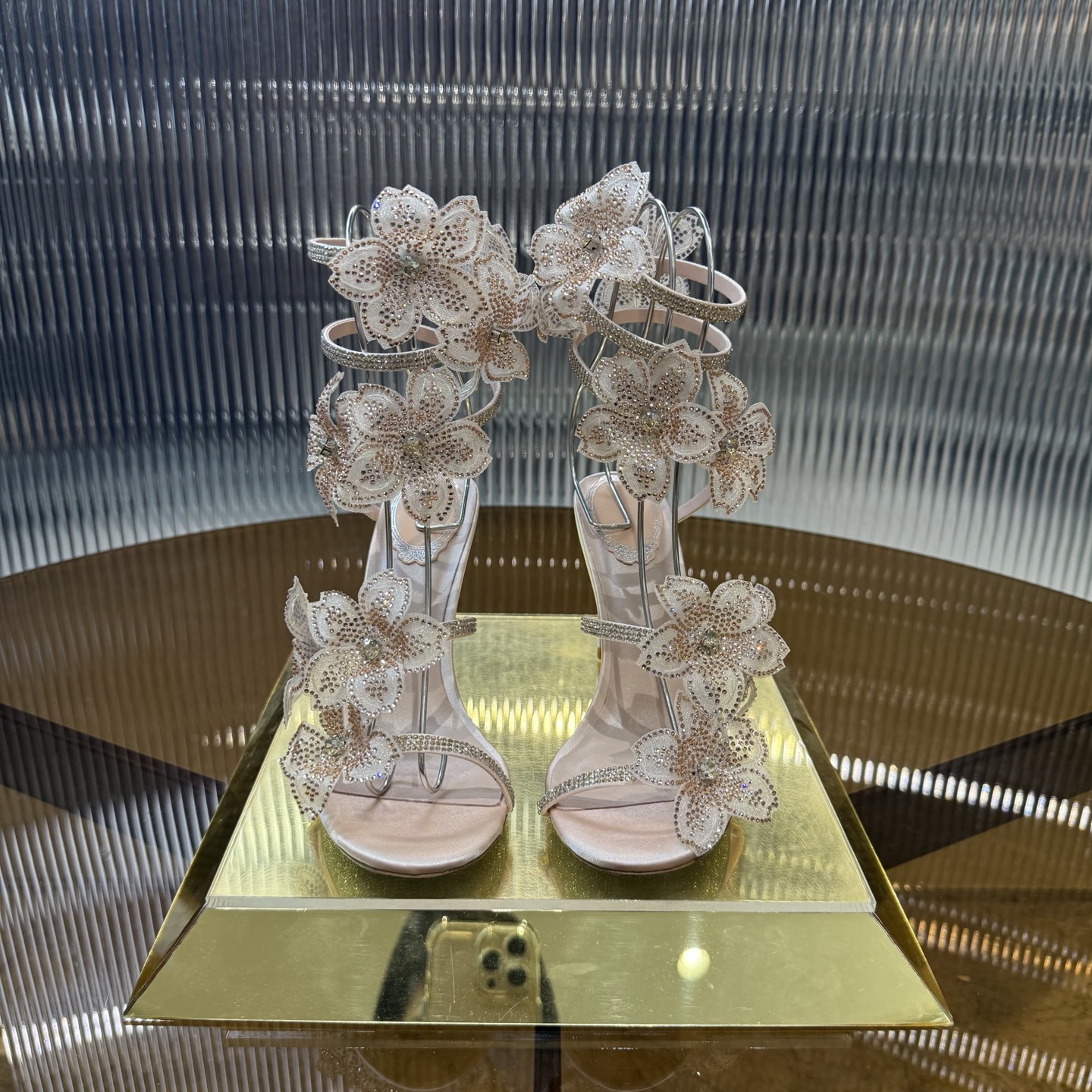 Fashionable FLORIANE High Heels with Snake-Style Lace and Water Drills