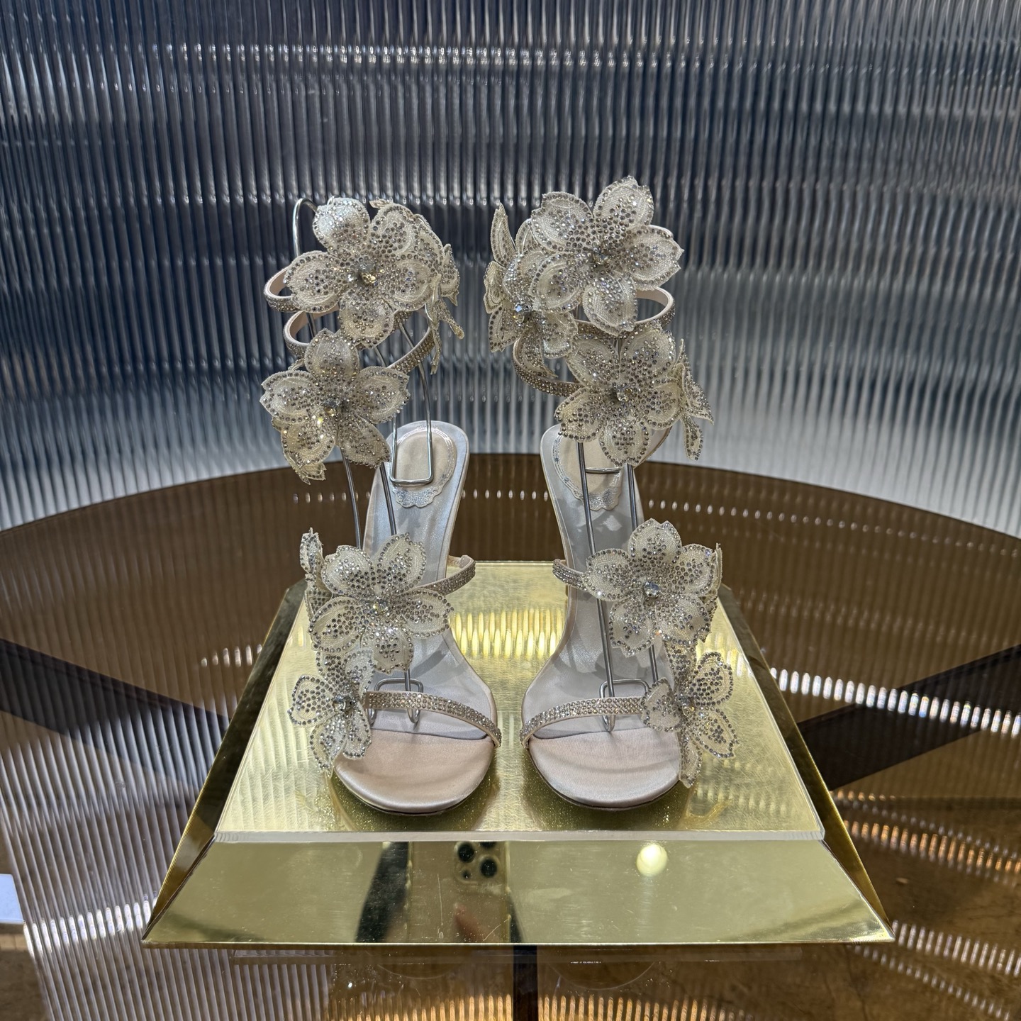 Fashionable FLORIANE High Heels with Snake-Style Lace and Water Drills
