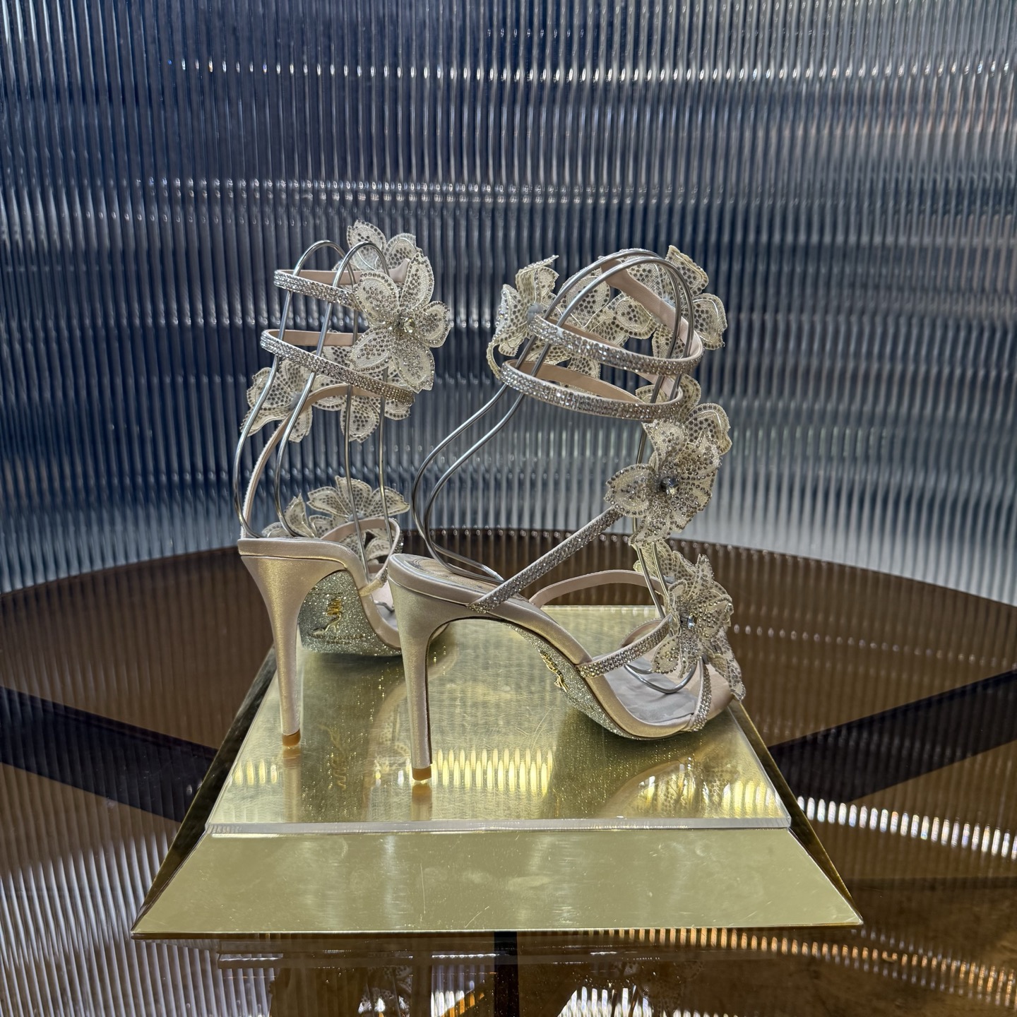 Fashionable FLORIANE High Heels with Snake-Style Lace and Water Drills - 图片 4