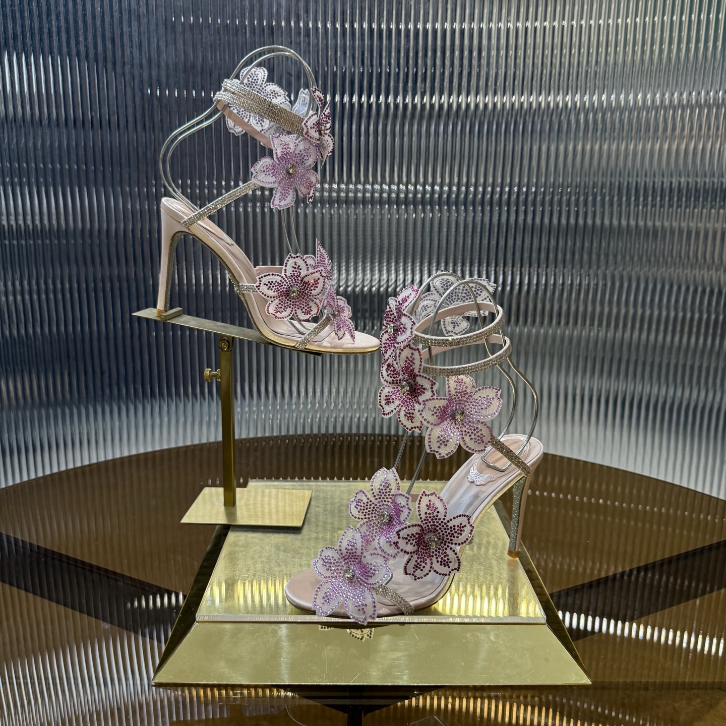 Stylish FLORIANE High Heels with Snake-Style Lace and Water Drills - 图片 5