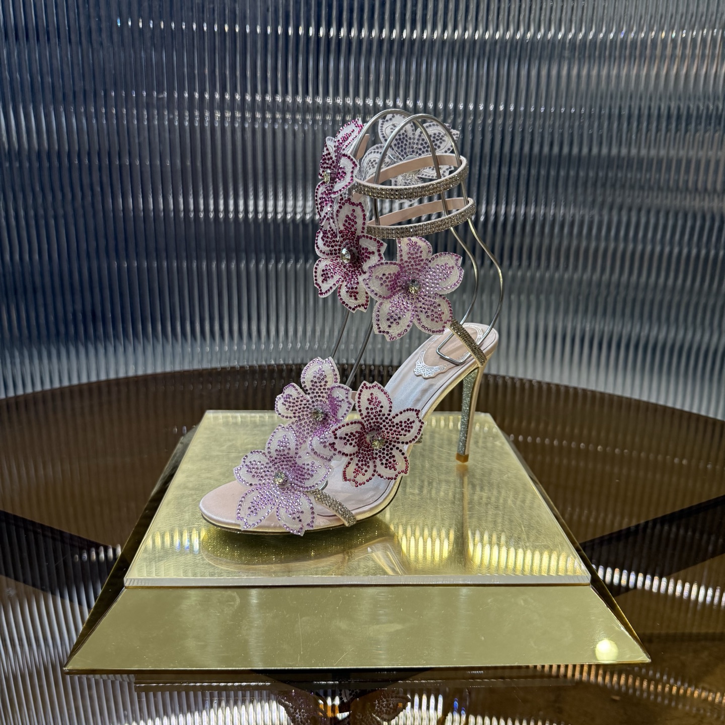 Stylish FLORIANE High Heels with Snake-Style Lace and Water Drills - 图片 3
