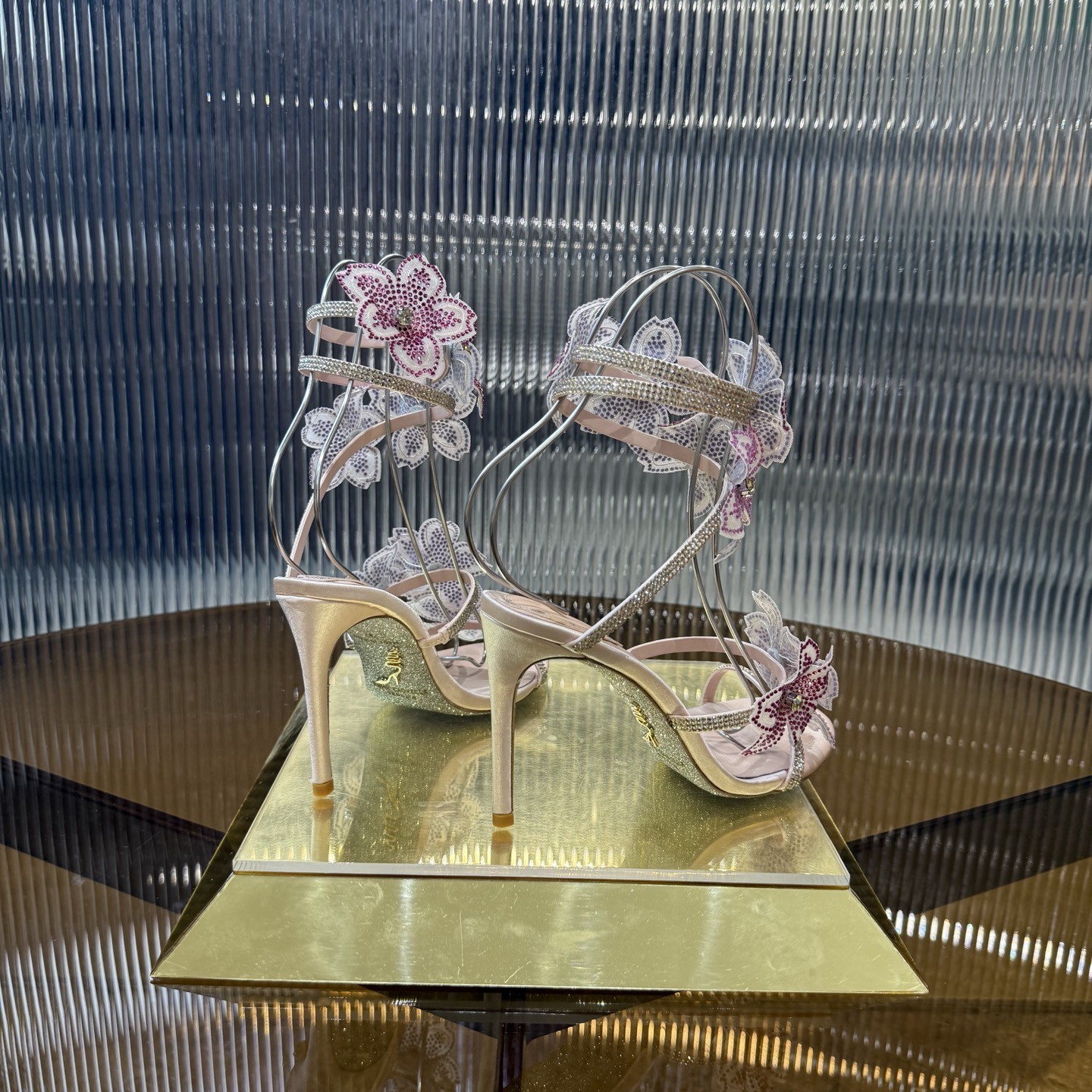 Stylish FLORIANE High Heels with Snake-Style Lace and Water Drills - 图片 4