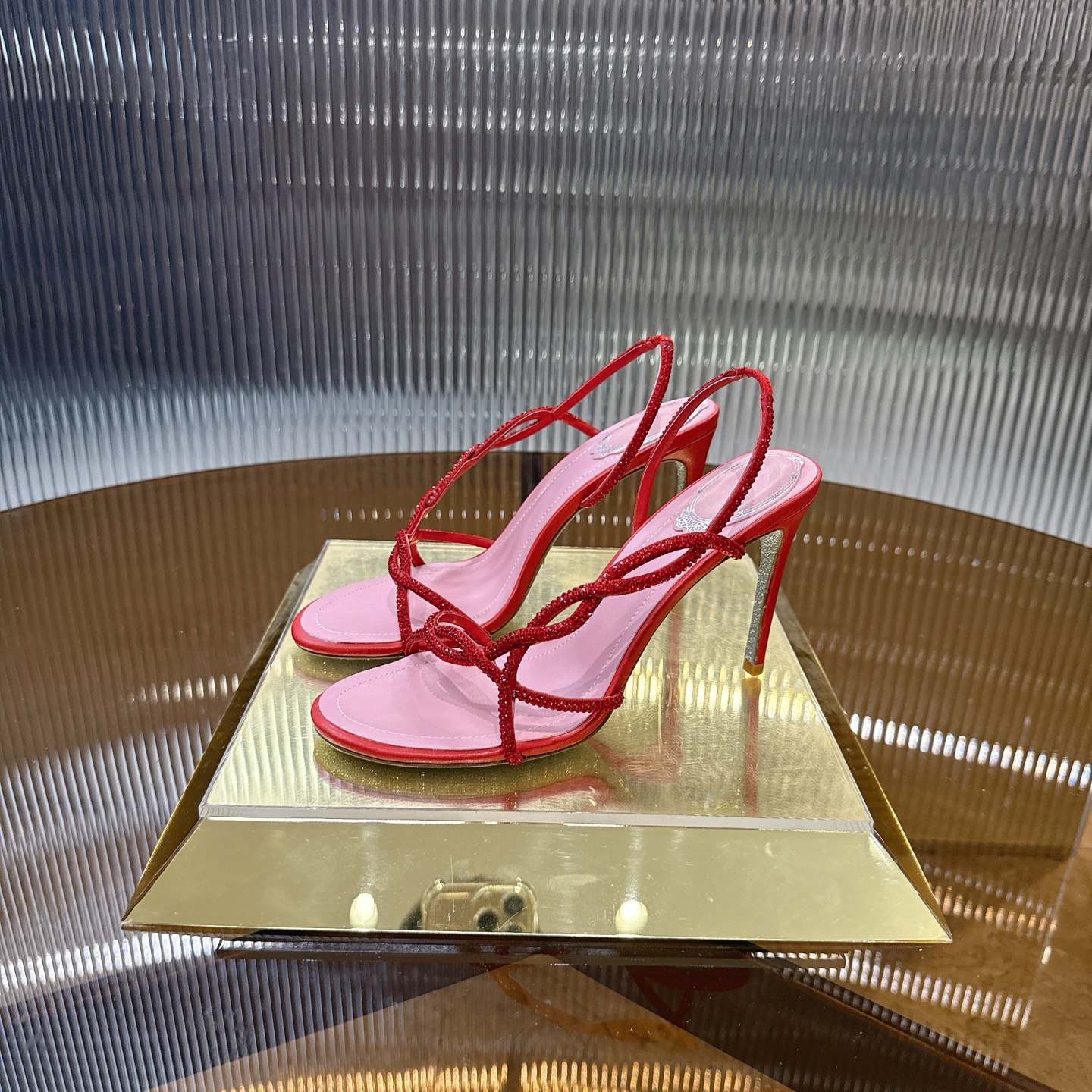 Sparkling Viper Heel: Elegant Crossline Design with Water Drills, 7 Colors Available - 图片 2